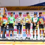 Rodrigo Contreras campeón de la Vuelta a Colombia 2025 celebrando en Bogotá.